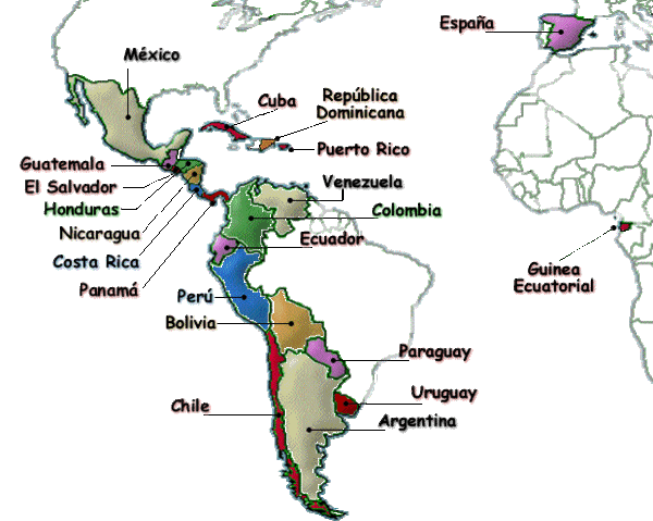 Resultado de imagen de paises que tienen el espaÃ±ol como lengua oficial